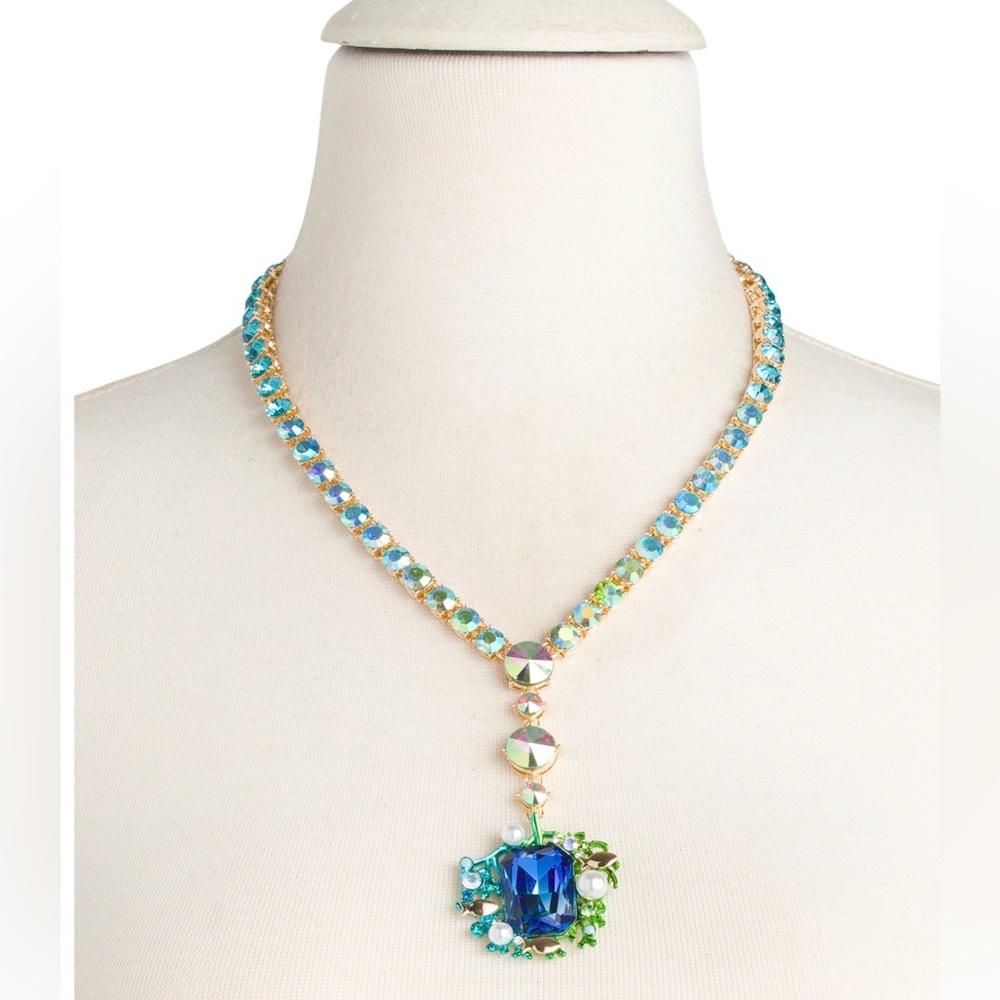BETSEY JOHNSON MERMAID JEWELS CRYSTAL Y NECK NECKLACE - NWT